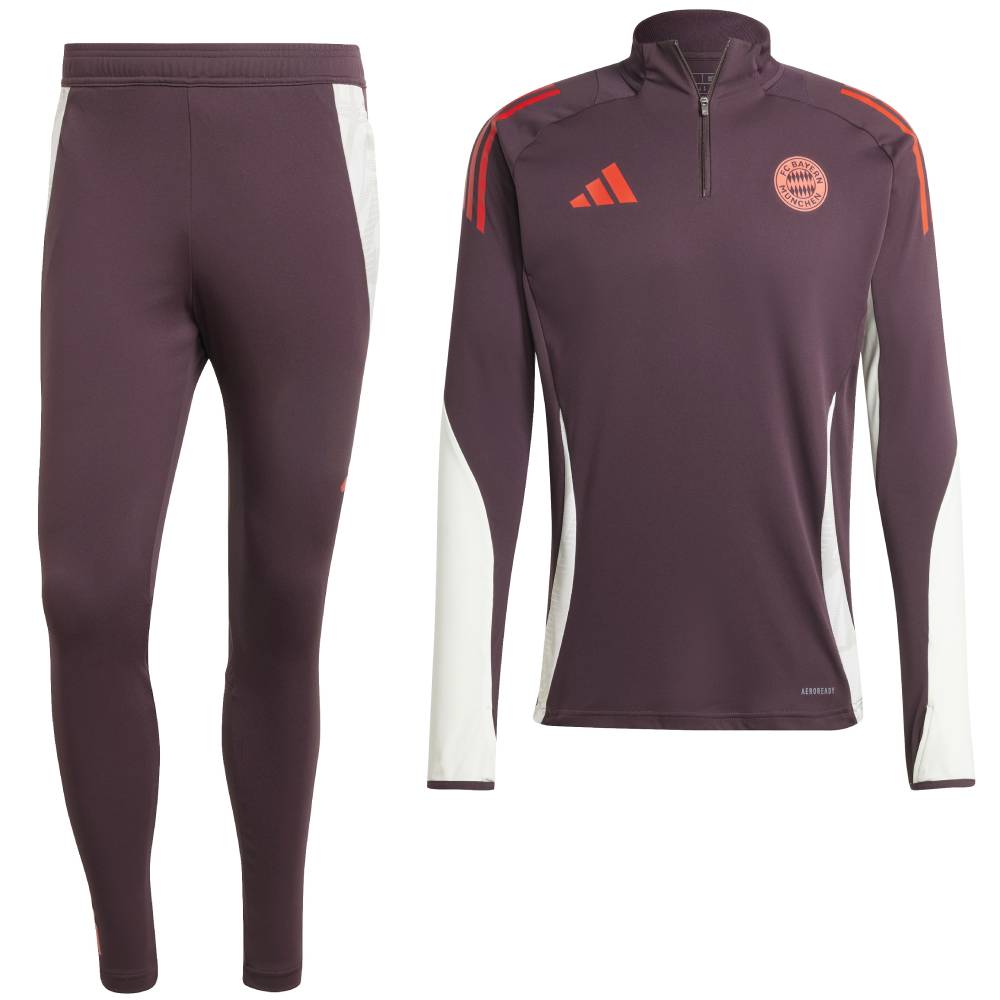 adidas Bayern München Trainingspak 1/4-Zip 2024-2025 Bordeauxrood Wit Rood  - Trainingsjack.com