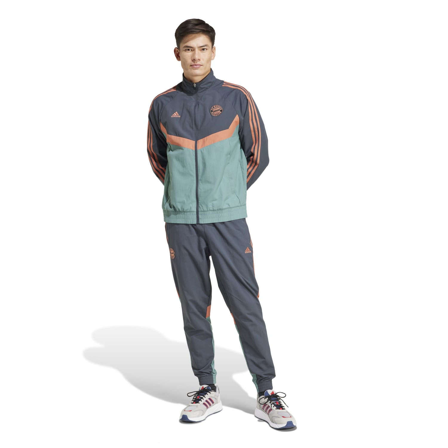 adidas Bayern München Culturewear Trainingspak Woven Full-Zip 2024-2025  Grijs Oranje Groen - Trainingsjack.com